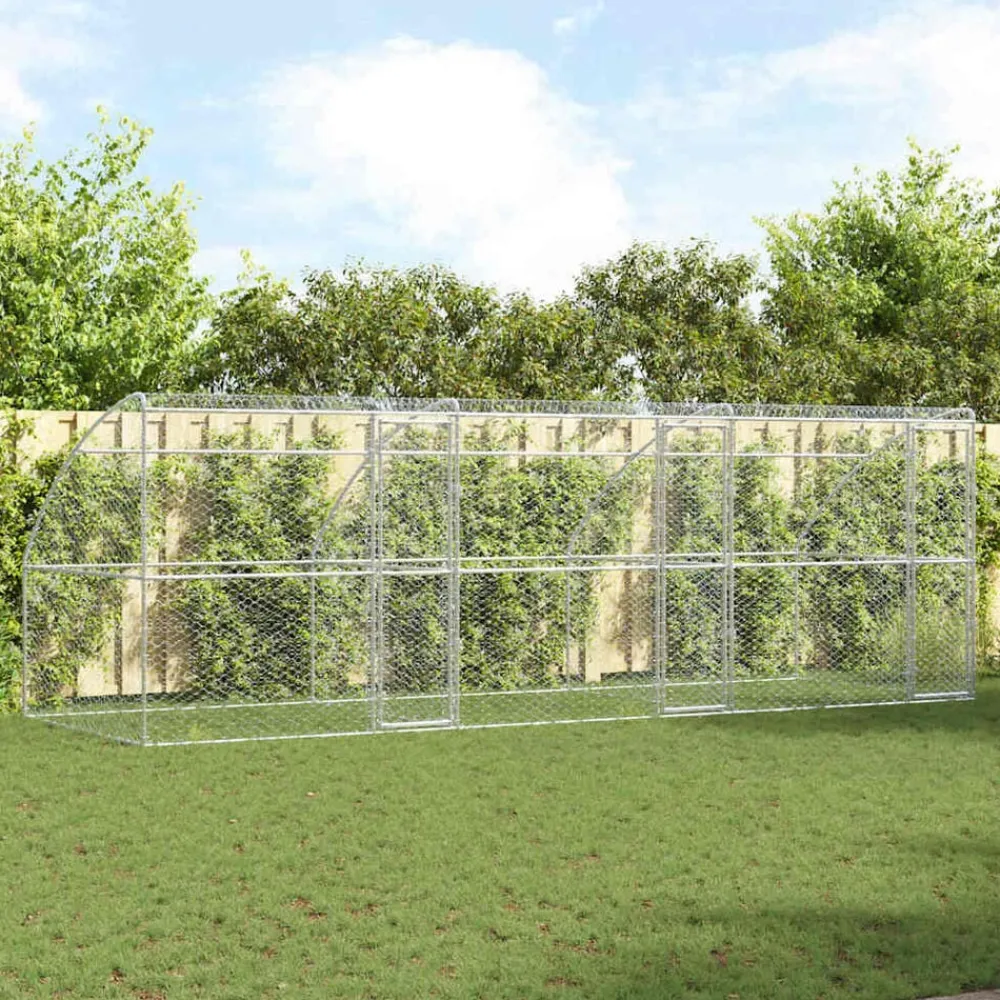 vidaXL Refugio para perros 3 pcs Plateado 6 x 2 x 2 m