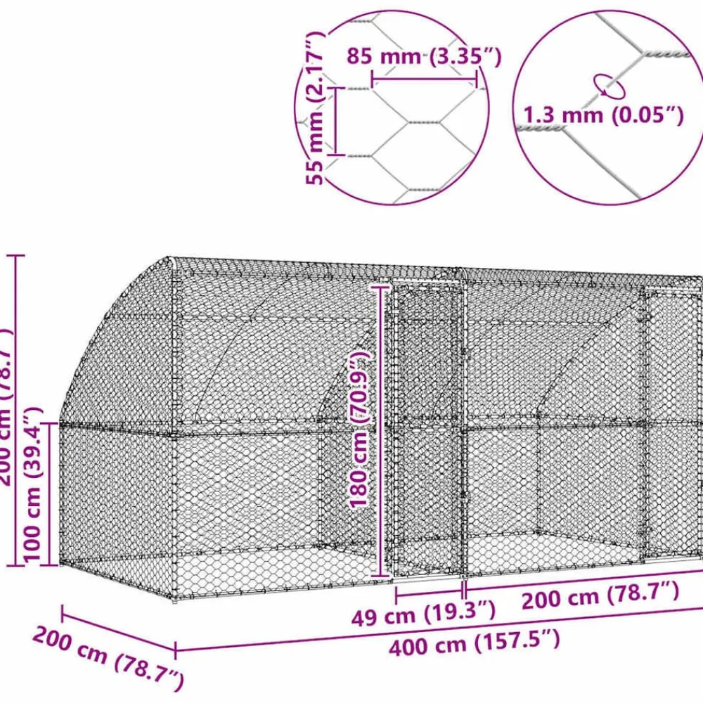 vidaXL Refugio para perros 2 pcs Plateado 4 x 2 x 2 m Hot