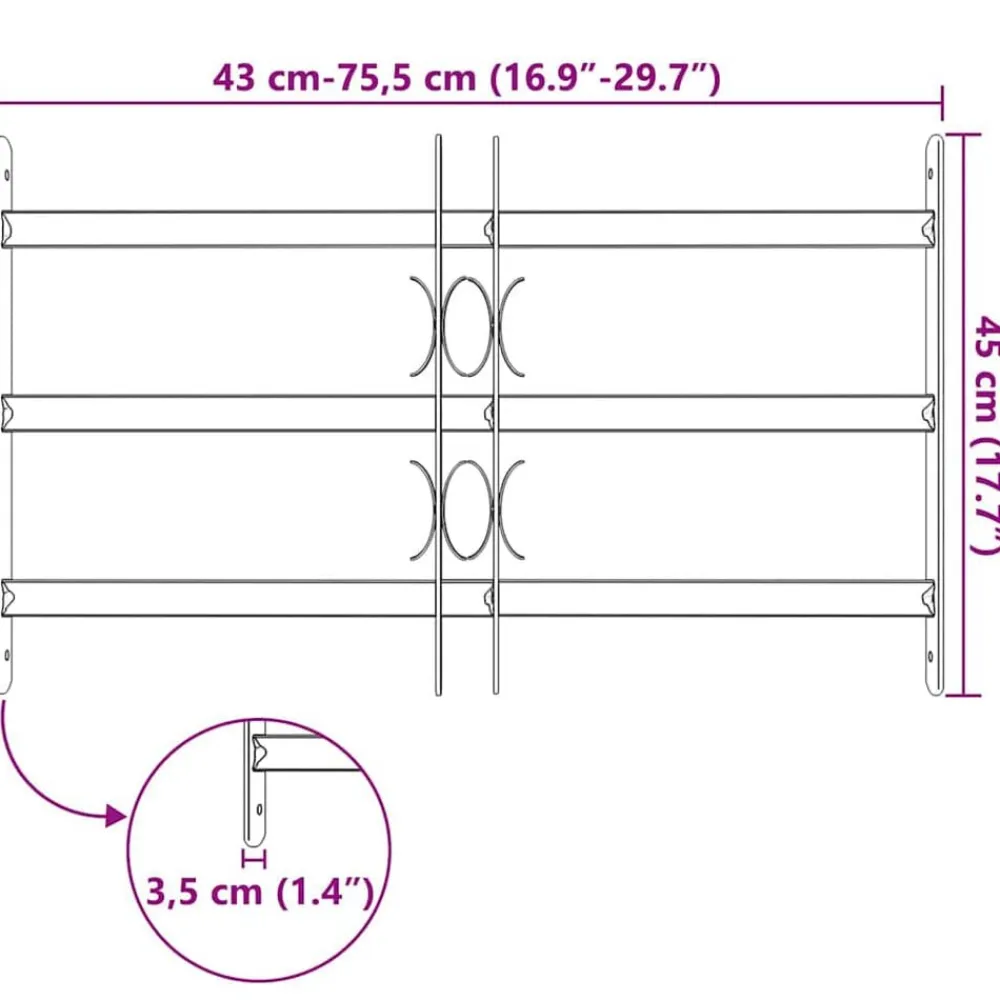 vidaXL Materiales De Construcción-Reja de seguridad ajustable ventana con 3 barras 500-650 mm