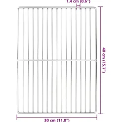 vidaXL Rejilla de parrilla Plateado 40 x 30 cm Acero inoxidable Hot