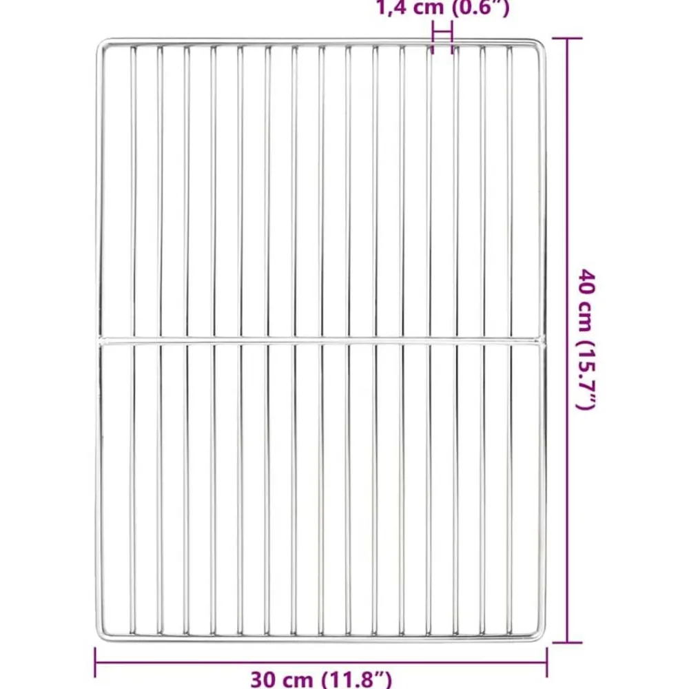 vidaXL Rejilla de parrilla Plateado 40 x 30 cm Acero inoxidable Hot