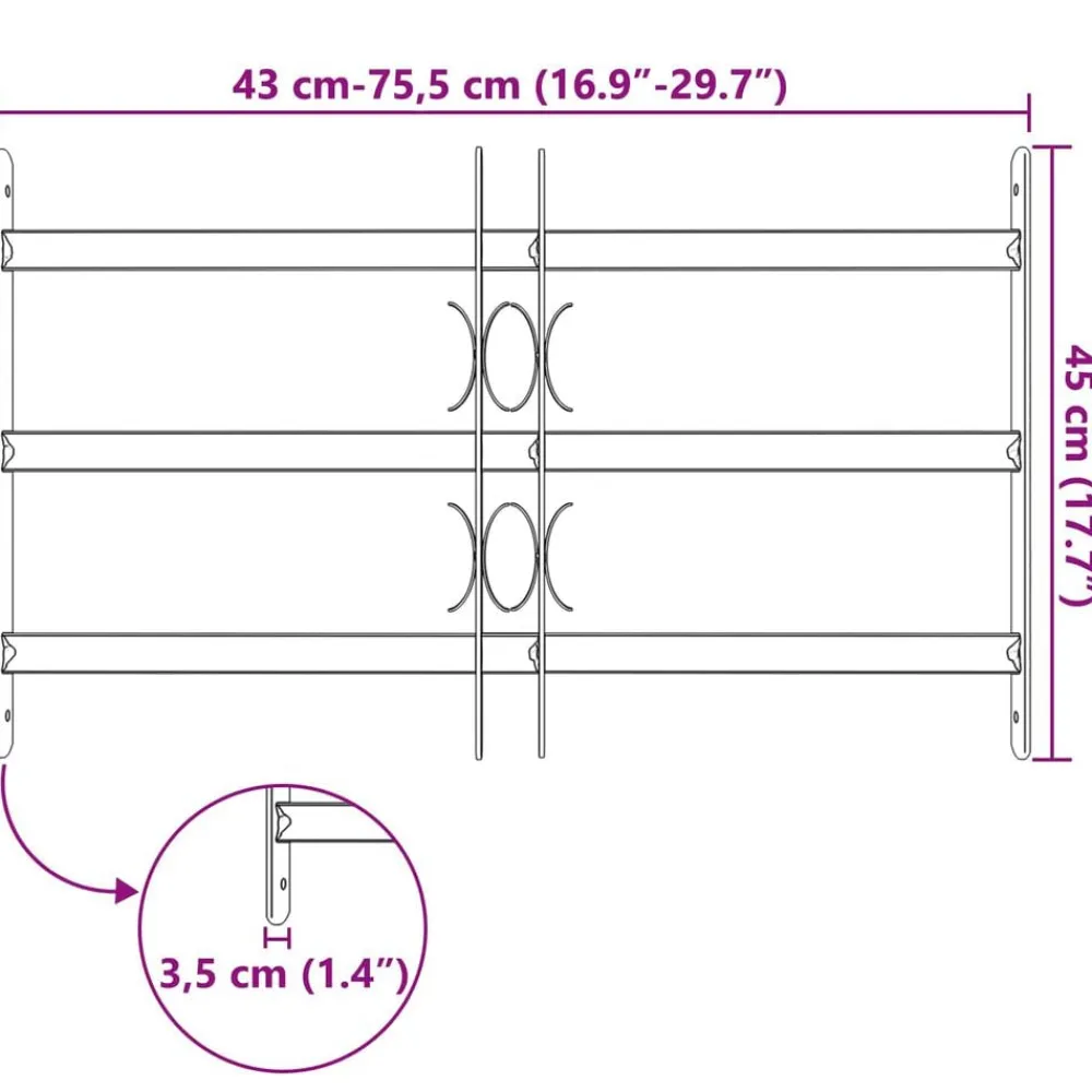 vidaXL Rejilla de Ventana Negro 75.5 x 45 cm Discount