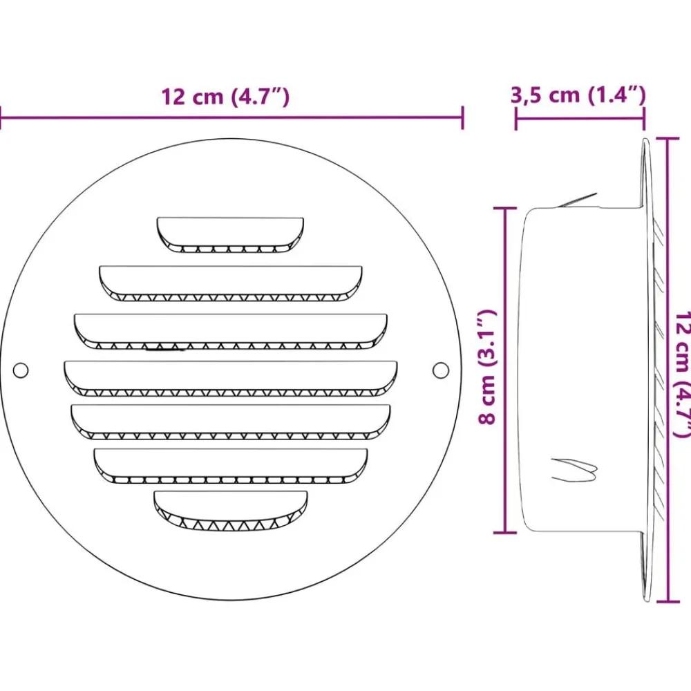 vidaXL Rejillas de ventilación de aire 4 pcs Plateado 80 mm Discount