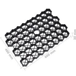 vidaXL Rejillas para césped 16 unidades plástico 60x40x3 cm Negro
