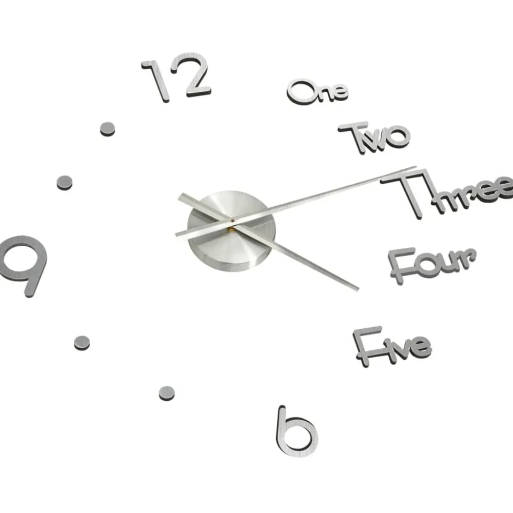 vidaXL Reloj 3D de pared con diseño moderno 100 cm XXL Plateado New