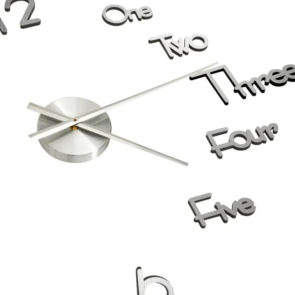 vidaXL Reloj 3D de pared con diseño moderno 100 cm XXL Plateado New