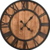 vidaXL Decoración-Reloj de pared vintage movimiento cuarzo madera metal 60 cm XXL