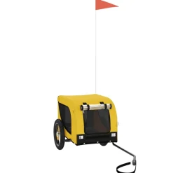vidaXL Remolque bicicleta mascotas hierro tela Oxford negro Amarillo Outlet