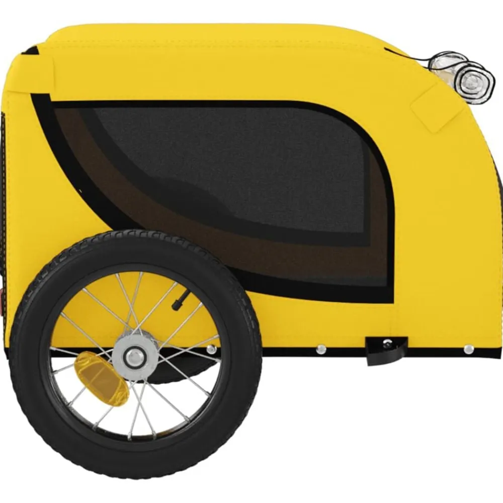 vidaXL Remolque bicicleta mascotas hierro tela Oxford negro Amarillo Outlet