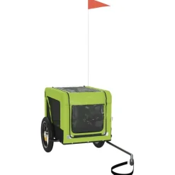 vidaXL Remolque de bicicleta mascotas hierro tela Oxford negro Verde Discount