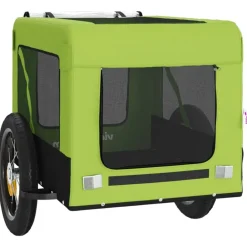 vidaXL Remolque de bicicleta mascotas hierro tela Oxford negro Verde Discount
