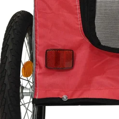 vidaXL Remolque de bicicleta mascotas hierro tela Oxford gris Rojo Outlet