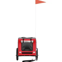 vidaXL Remolque de bicicleta mascotas hierro tela Oxford gris Rojo Outlet