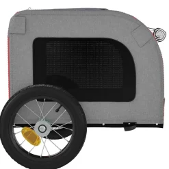 vidaXL Remolque de bicicleta mascotas hierro tela Oxford gris Rojo Outlet