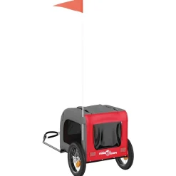 vidaXL Remolque de bicicleta mascotas hierro tela Oxford gris Rojo Outlet