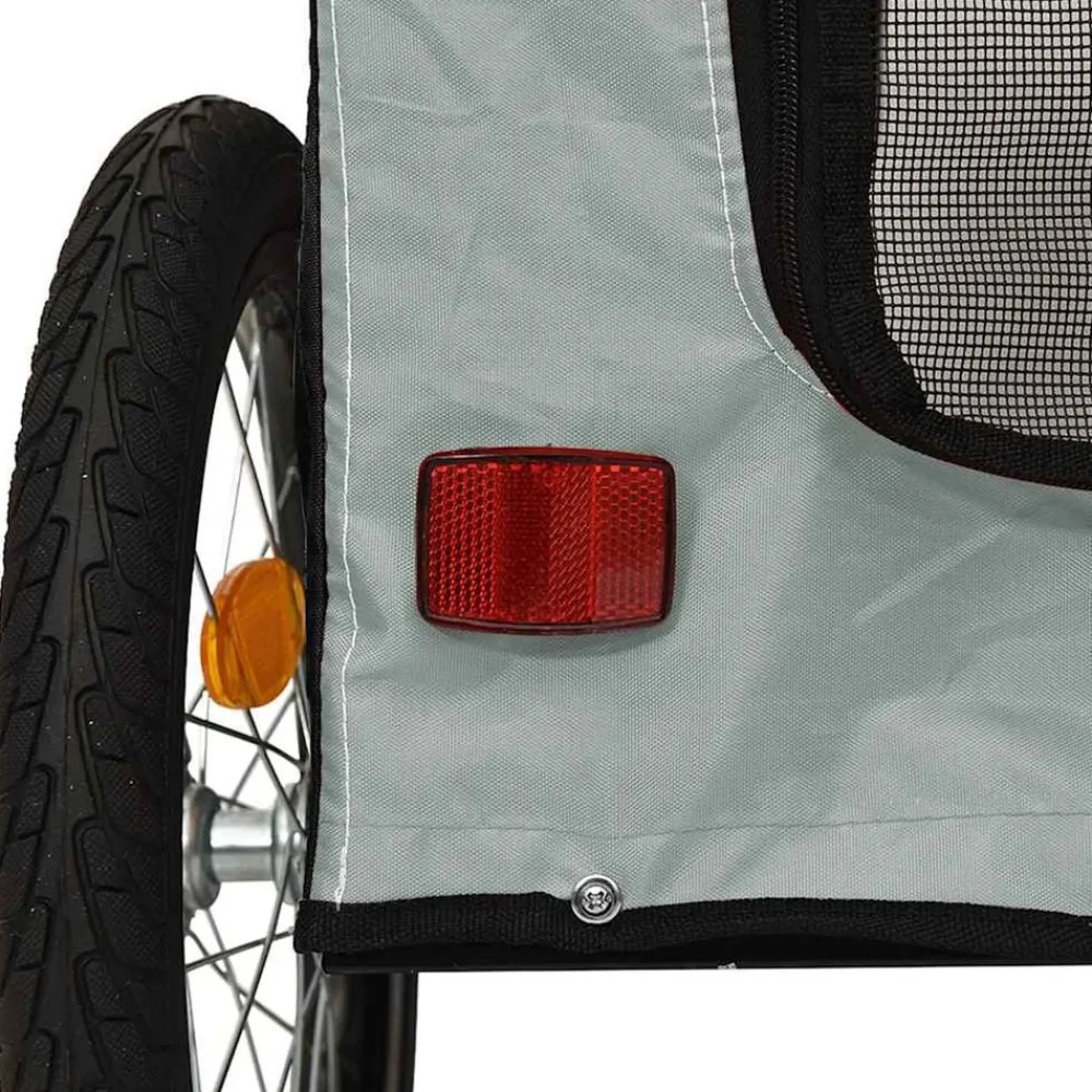 vidaXL Remolque de bicicleta mascotas hierro tela Oxford negro Gris Outlet