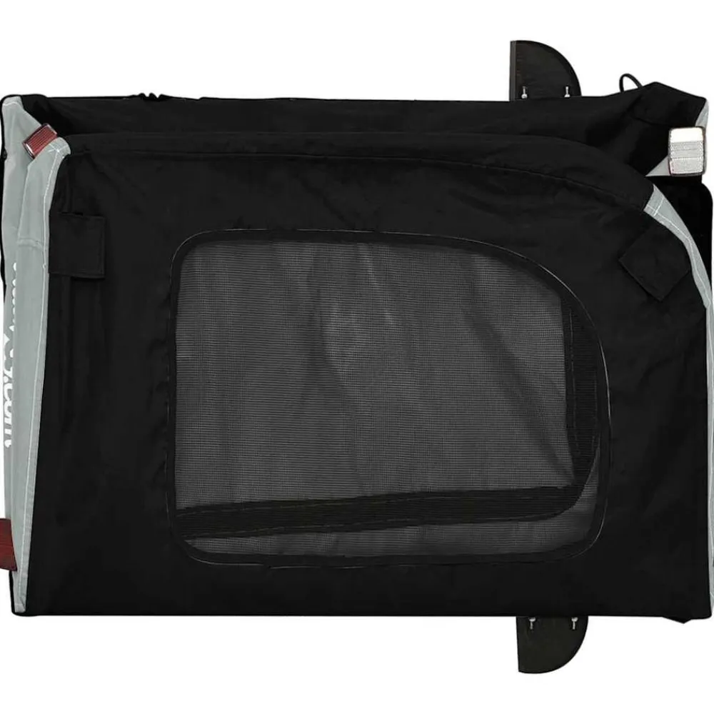 vidaXL Remolque de bicicleta mascotas hierro tela Oxford negro Gris Outlet