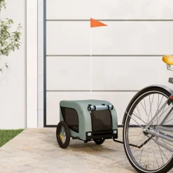 vidaXL Remolque de bicicleta mascotas hierro tela Oxford negro Gris Sale
