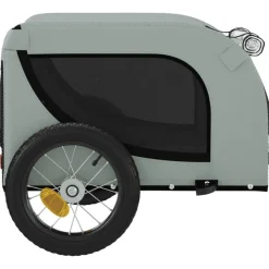 vidaXL Remolque de bicicleta mascotas hierro tela Oxford negro Gris Sale