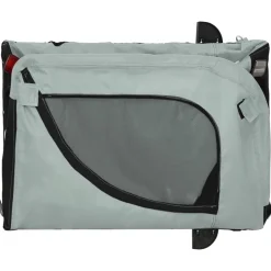 vidaXL Remolque de bicicleta mascotas hierro tela Oxford negro Gris Sale