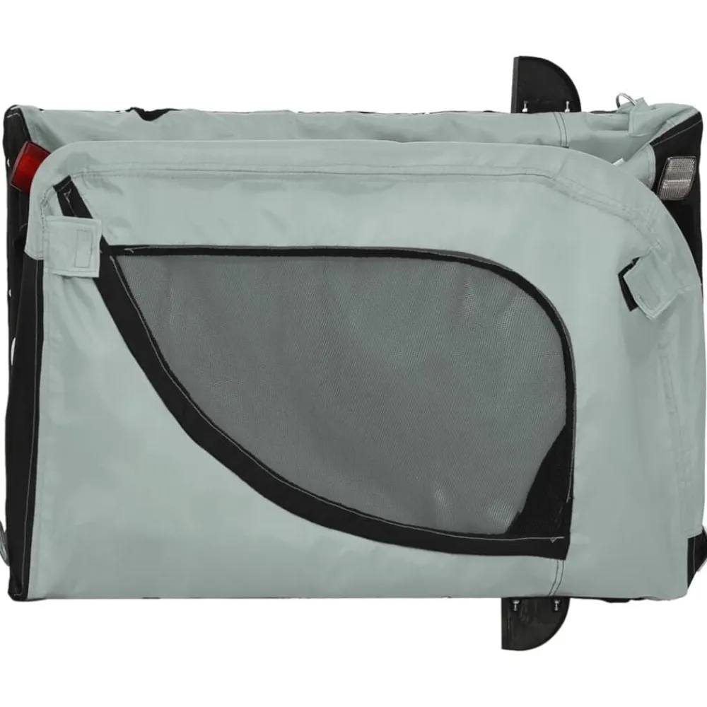 vidaXL Remolque de bicicleta mascotas hierro tela Oxford negro Gris Sale