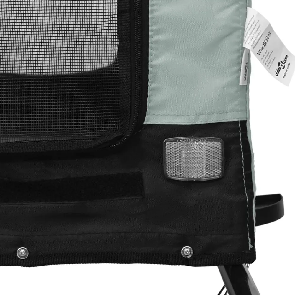 vidaXL Remolque de bicicleta mascotas hierro tela Oxford negro Gris Sale