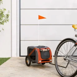 vidaXL Productos Para Mascotas-Remolque de bicicleta mascotas hierro tela Oxford gris