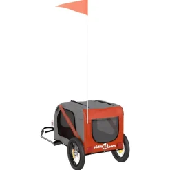 vidaXL Productos Para Mascotas-Remolque de bicicleta mascotas hierro tela Oxford gris