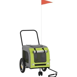 vidaXL Remolque de bicicleta para mascotas y gris Verde Clearance