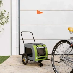 vidaXL Remolque de bicicleta para mascotas y gris Verde Clearance