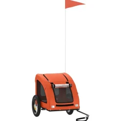 vidaXL Remolque de bicicleta mascotas hierro tela Oxford Naranja Sale