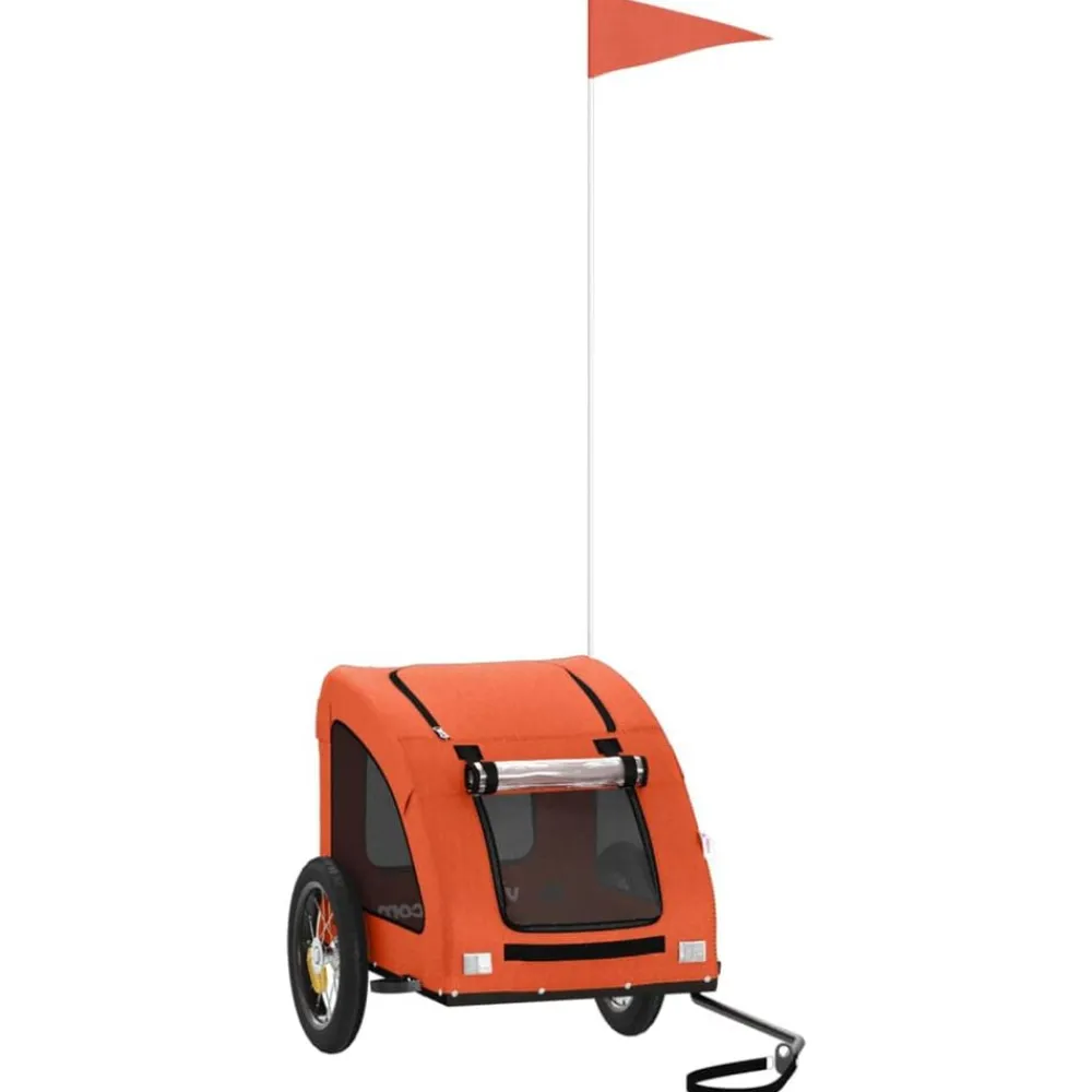 vidaXL Remolque de bicicleta mascotas hierro tela Oxford Naranja Sale