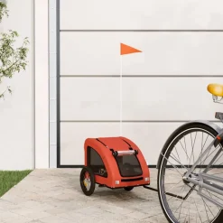 vidaXL Remolque de bicicleta mascotas hierro tela Oxford Naranja Sale