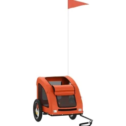 vidaXL Remolque de bicicleta mascotas hierro tela Oxford Naranja Sale