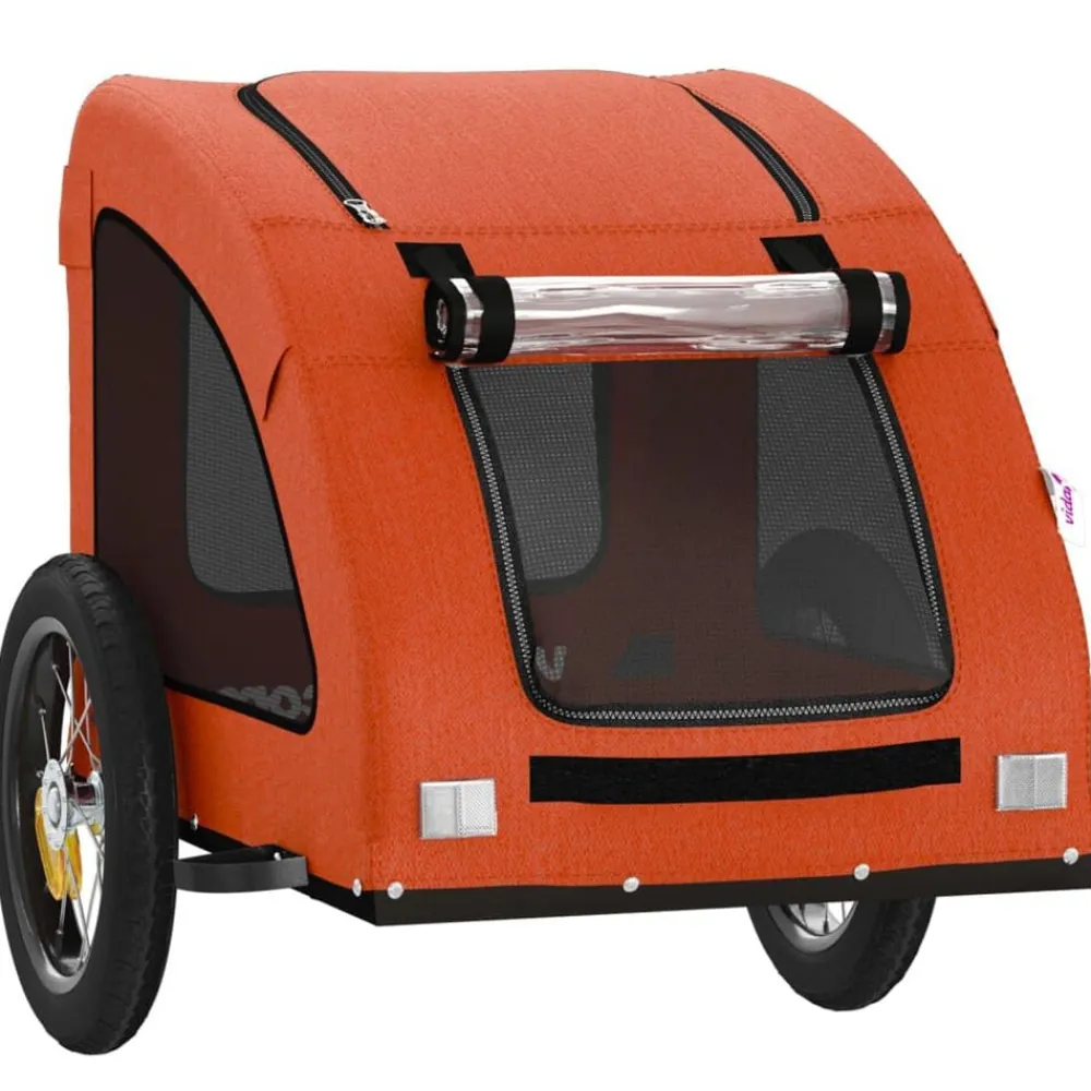 vidaXL Remolque de bicicleta mascotas hierro tela Oxford Naranja Sale