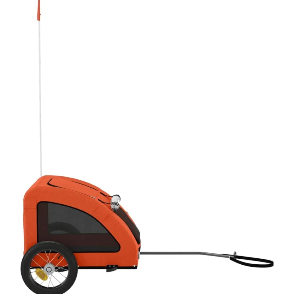 vidaXL Remolque de bicicleta mascotas hierro tela Oxford Naranja Sale