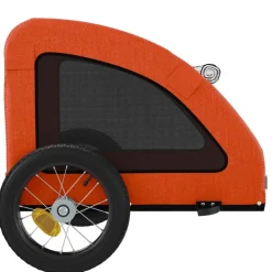 vidaXL Remolque de bicicleta mascotas hierro tela Oxford Naranja Sale