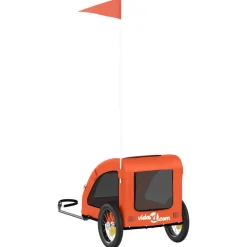 vidaXL Remolque de bicicleta mascotas hierro tela Oxford Naranja Sale