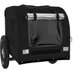 vidaXL Remolque de bicicleta mascotas hierro tela Oxford Negro Clearance