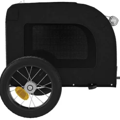 vidaXL Remolque de bicicleta mascotas hierro tela Oxford Negro Clearance
