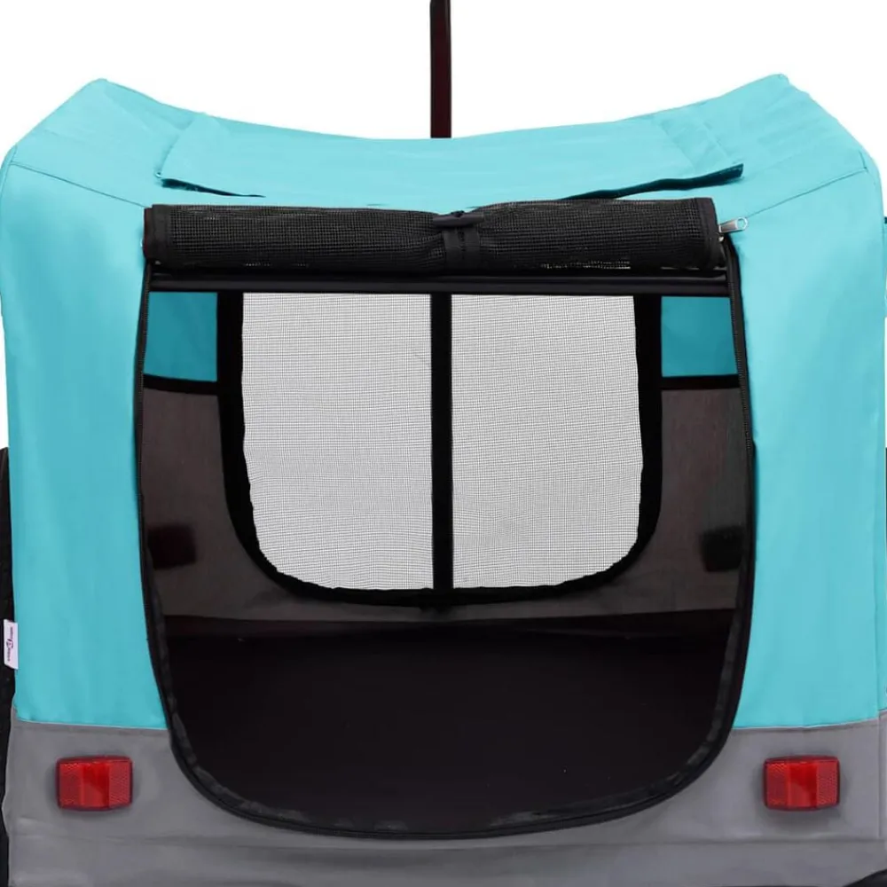 vidaXL Remolque de bicicleta para mascotas cochecito 2 en 1 azul gris Azul y gris Online