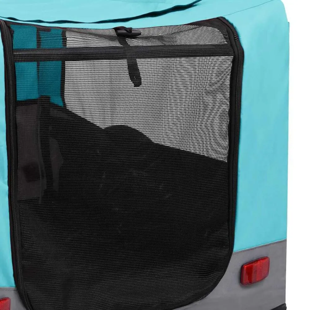 vidaXL Remolque de bicicleta para mascotas cochecito 2 en 1 azul gris Azul y gris Online