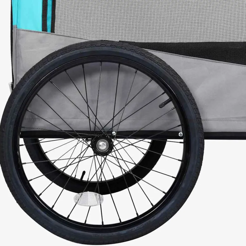 vidaXL Remolque de bicicleta para mascotas cochecito 2 en 1 azul gris Azul y gris Online
