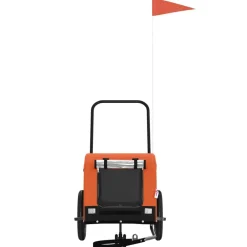 vidaXL Remolque de bicicleta mascotas hierro tela Oxford naranja negro Naranja y negro Discount