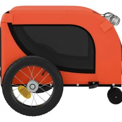 vidaXL Remolque de bicicleta mascotas hierro tela Oxford naranja negro Naranja y negro Discount