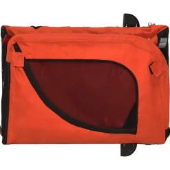 vidaXL Remolque de bicicleta mascotas hierro tela Oxford naranja negro Naranja y negro Discount