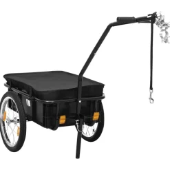 vidaXL Remolque de bicicleta/carrito de mano acero 155x60x83 cm Negro