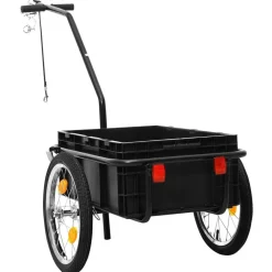 vidaXL Remolque de bicicleta/carrito de mano acero 155x60x83 cm Negro