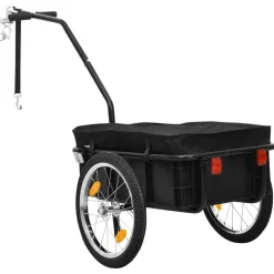 vidaXL Remolque de bicicleta/carrito de mano acero 155x60x83 cm Negro