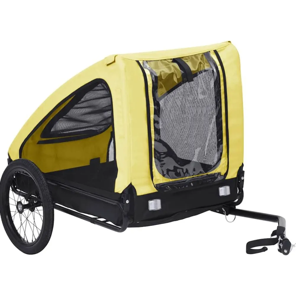 vidaXL Remolque de bicicleta para mascotas Amarillo y negro Best